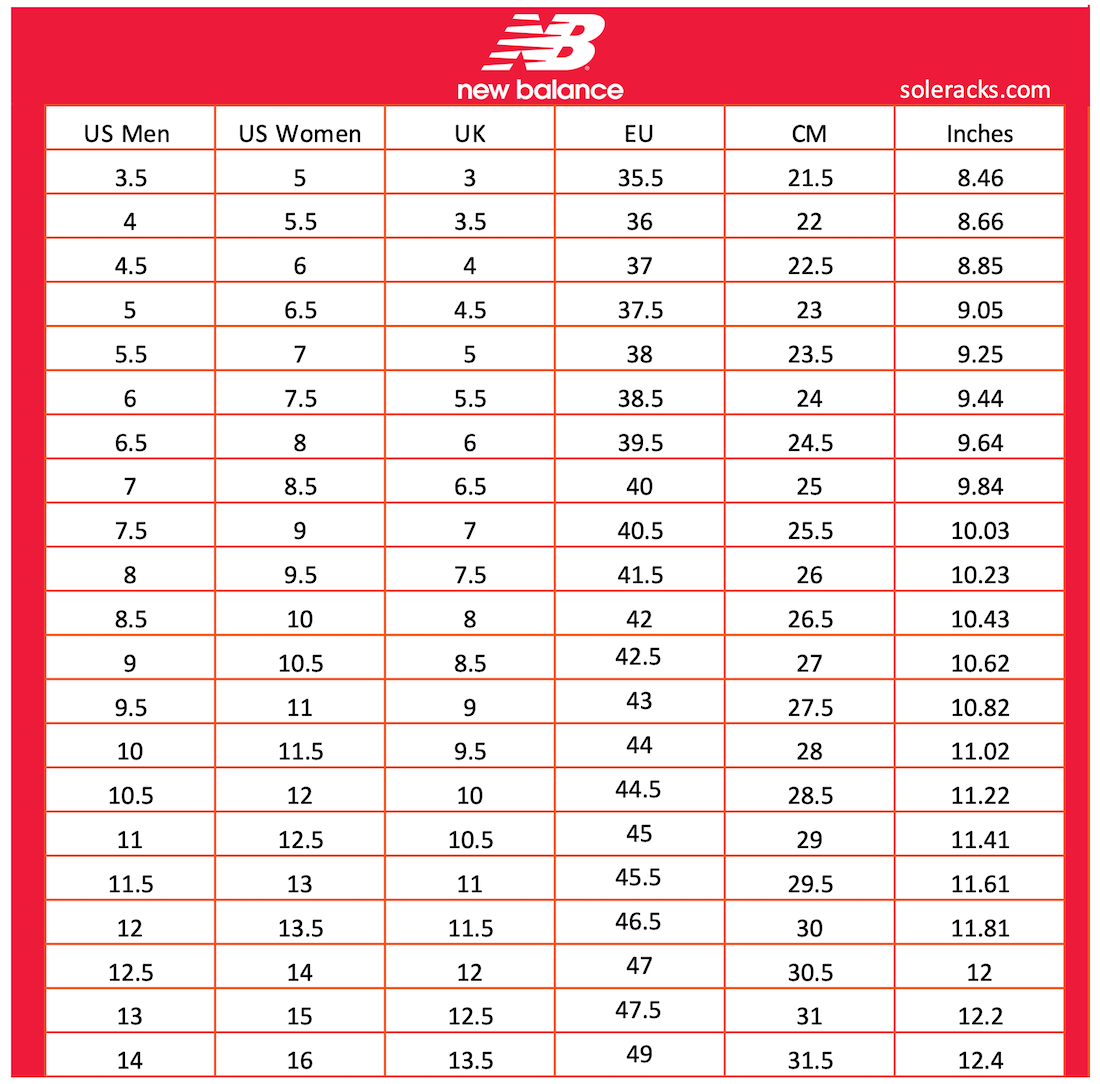 New balance women's shoe size deals guide